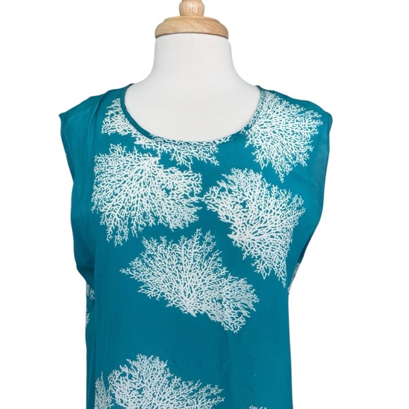 Cocoon House Turquoise Coral 
Sheer Silk Sleeveless Blouse Size S/M - Picture 2 of 7
